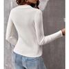 Jesień Zima Damska Dzianina Długi Rękaw Klapa Sweter Dzianinowy Seksowny Dopasowany Casualowy Pulower Top