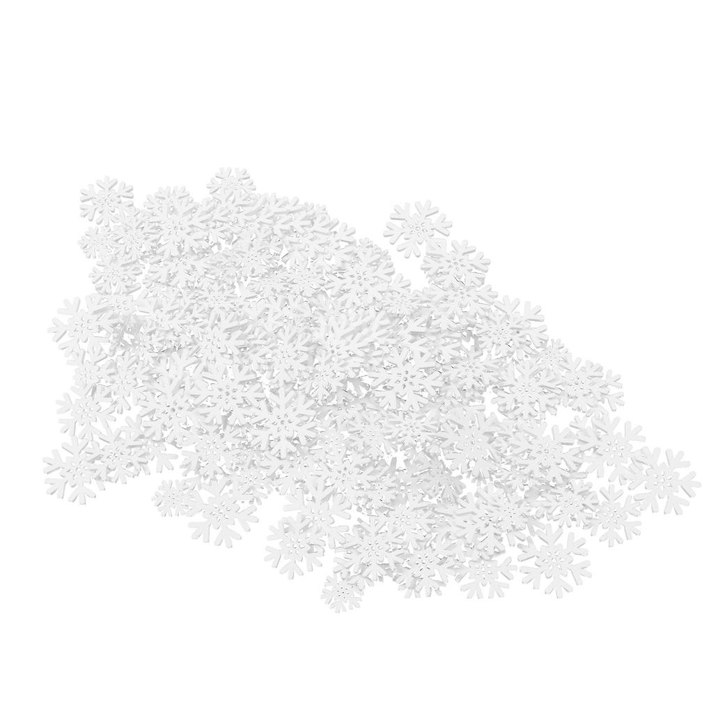 200PCS Snowflake Wood Slices 20mm 25mm 30mm 35mm Christmas White Snowflake Ornaments for DIY Crafts