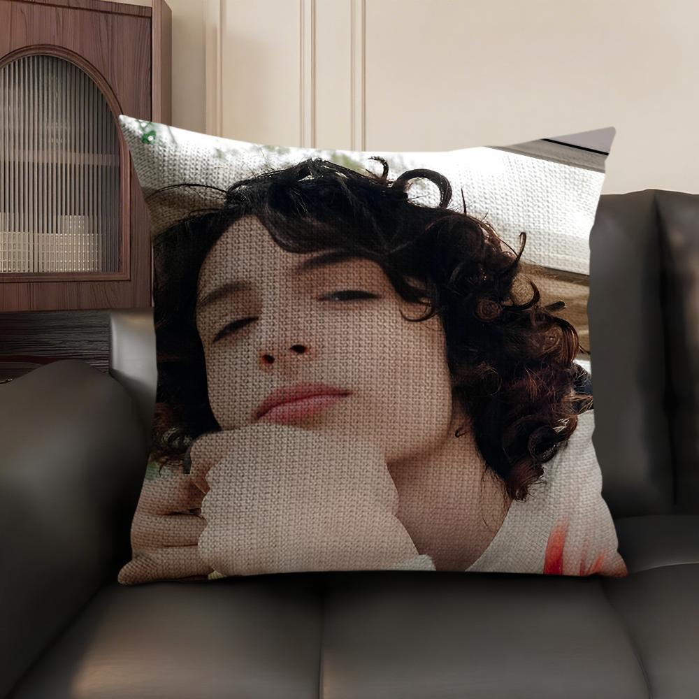 Actor FFinn WWolfhard Cushion Cover Natural Linen Organic Fabric DoubleSided Printing Sofa Home Decor Gift Pillow Case