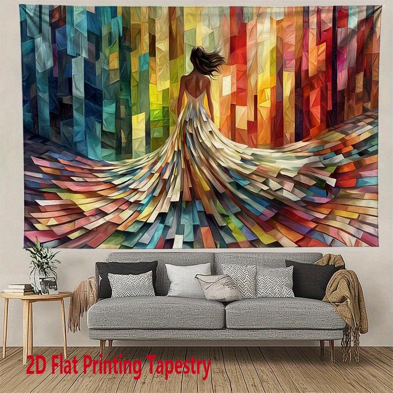 Colorful Abstract Design Digital Printing Polyester Wall Tapestry Suitable for Use In Living Rooms Bedrooms Offices Bars Party