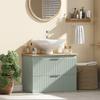 Under-sink Cabinet, Bathroom Cabinet with 2 Drawers, Modern Style, 80 X 40 X 60 Cm, Green and Natural Wood
