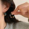 Vintage Tiger Eye Pearl Earrings Light Luxury Ear Hoops Versatile Fall Jewelry Women