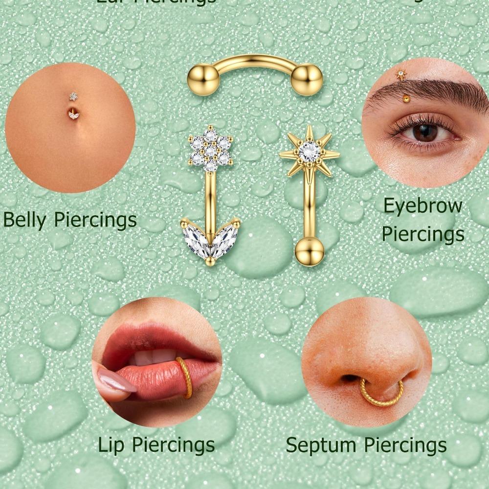 Drperfect 16G Rook Eyebrow Piercing Stainless Steel Helix Hoops Vertical Curved Barbell Daith Conch Septum Stud Jewelry