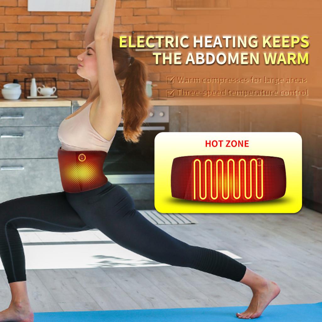 USB Heated Uterine Belt 3 Modes for Period Pain Relief Women Menstrual Cramp Care Massager Compress