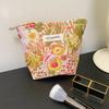 INS Style Vintage Flowers Cosmetic Bag Portable Hand Cosmetic Bag Travel Out Toiletries Storage Bag Makeup Tools Storage Box