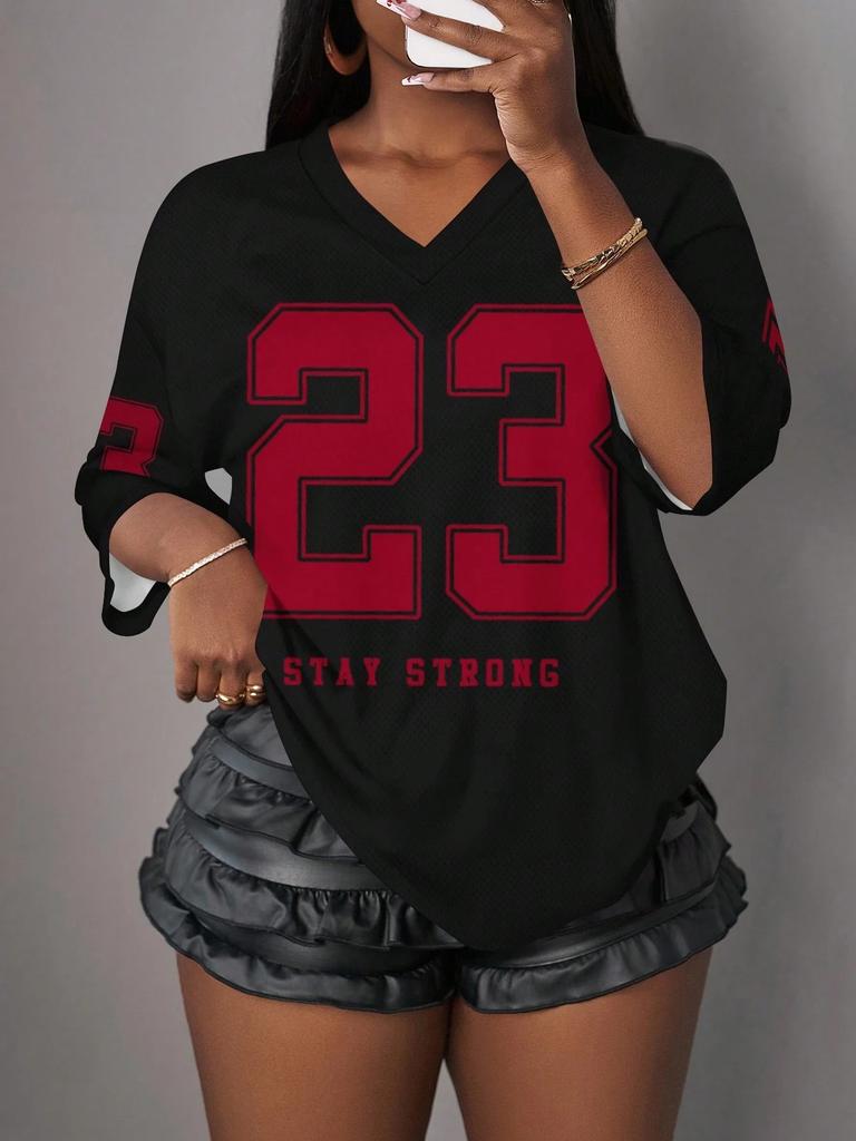 New Casual Simple Letter NO.23 Women's Pattern T-shirt Summer Sports Shirt Suitable For Basketball Games Y2k Women's Clothing