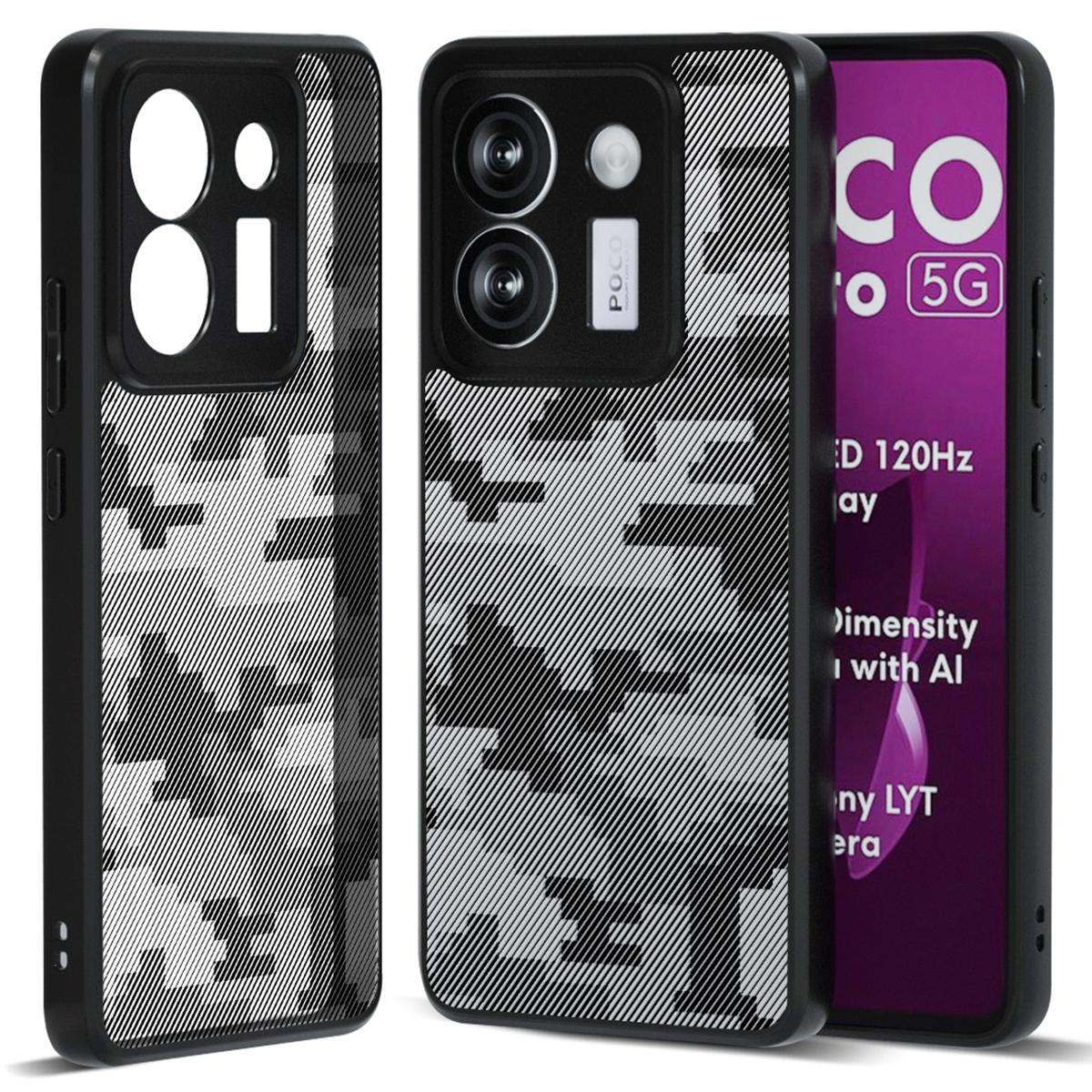 

IBMRS Чохол для Xiaomi Poco M7 Pro 5G М яка TPU рамка Жорстка PC задня кришка Протиударний чохол для телефону Grid Camouflage