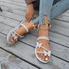 Fashion 2025 Summer New Women’s Plus Size Sandals Outdoor Round Toe Narrow Band Crystal Butterfly Slippers for Beach Daily Slippers