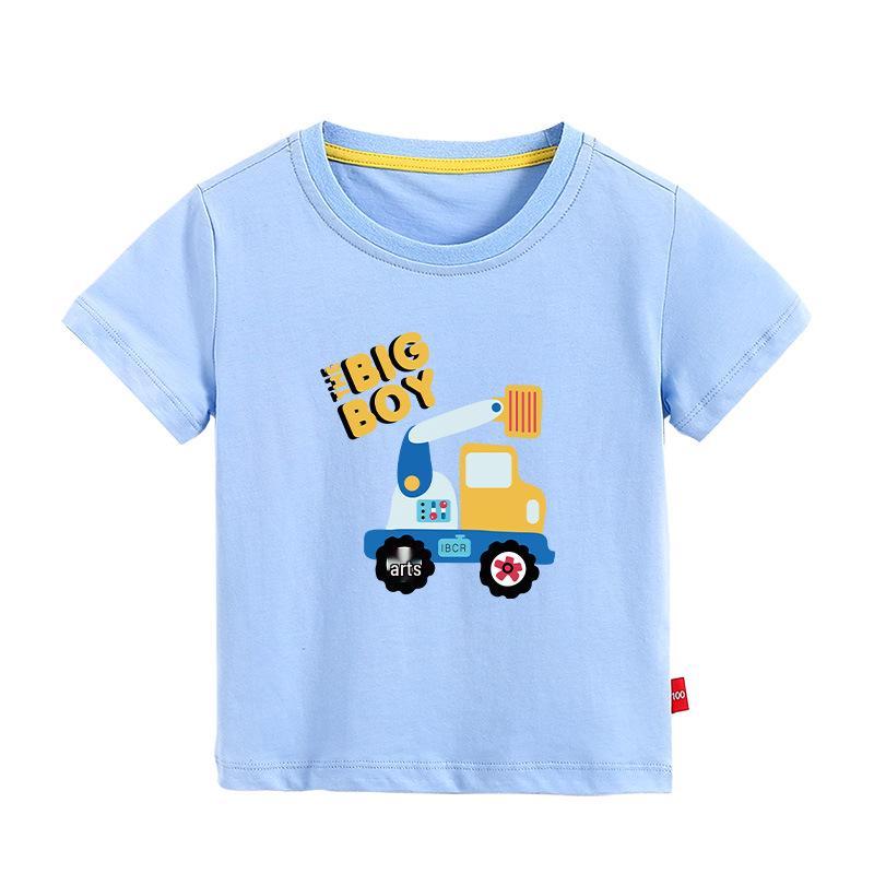New Boys' Pure Cotton Short-Sleeve Printed T-Shirt - Round Neck Summer Top