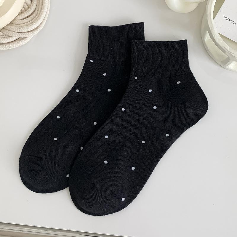 Solid-colored Cotton Socks, Women's Short Socks, Summer Trendy Polka Dot Women's Boneless Boat Socks
