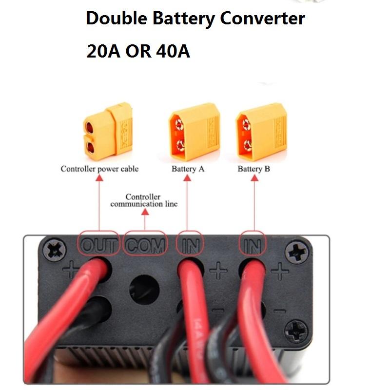 Electric Bike Dual Battery Discharge Converter 24-72VDC Dual Battery Pack Switch Balancer Double Parallel Module with XT90 P