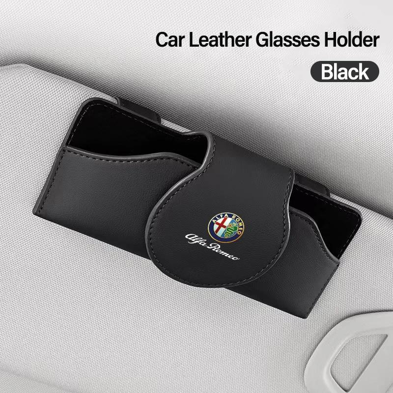 

For Alfa Romeo 2026 Hot Sticker Car Glasses Case Sun Visor Leather Eyeglass Clip 2025 Auto Interior For Alfa Romeo 4C 159 166 Sp