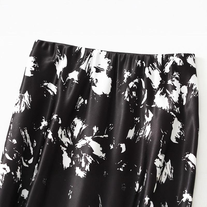 Damska spódnica midi w kwiatowy wzór, casualowa, z wysokim stanem, vintage, długa, boho, dla kobiet, zwiewna, na imprezę koktajlową, trapezowa, z elastycznym pasem, spódnica maxi