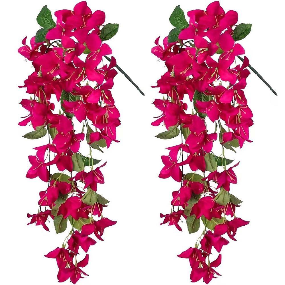 Wielobarwna Bougainvillea Sztuczny Kwiat Akcesoria DIY Symulacja Kwiatu Rattan Jedwabny Płatek Zielone Liście Realistczne Pnącze Kwiatowe