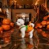 Kürbisdruck Haustierweste Lustiges Halloween Hundekostüm Weiche Polyesterkleidung mit Atmungsaktivem Kleid Bequemer Gurt Dekorative Welpenkleidung
