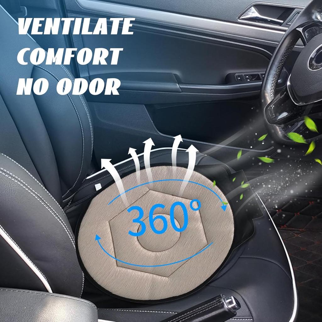 Swivel Car Seat, 17.7x15.7 Breathable Comfortable 360° Rotating Seat Cushion, Non Slip Portable Swivel Car, Easy Install Cushion for Elderly