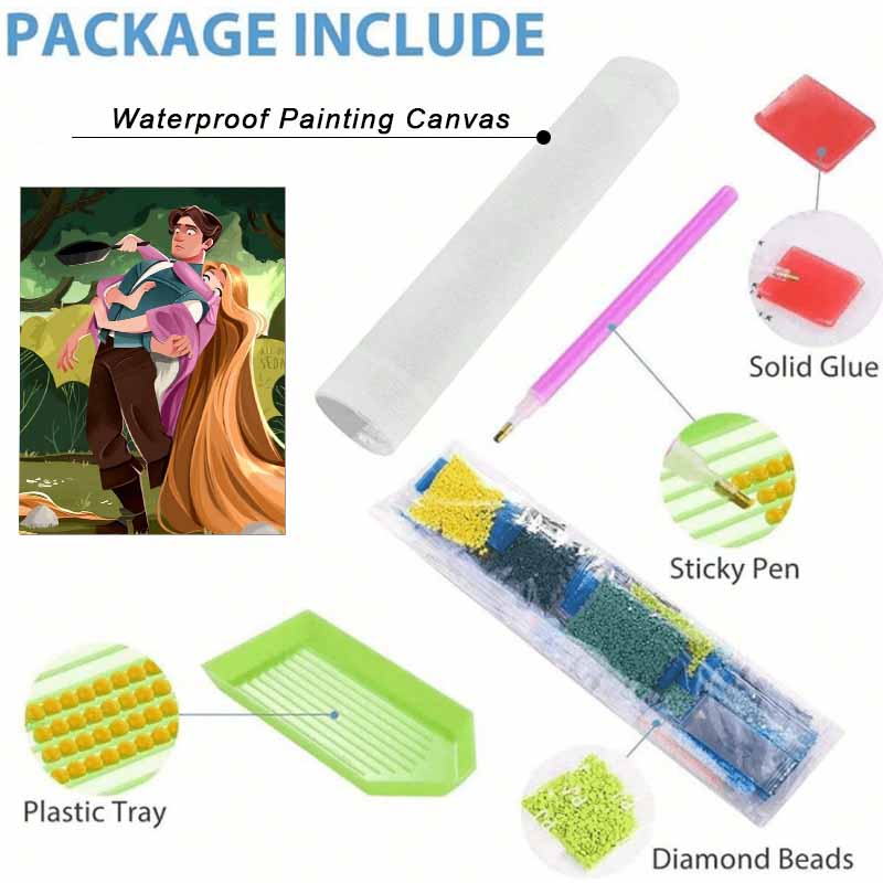 Disney Diamond Painting 5D DIY Tangled Rapunzel Flynn Rider Diamond Painting Set Suitable for Adults/Beginners Creative Gift Home Decoration