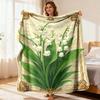 Comfortable Lily of the Valley Pattern Blanket Soft High-Definition Digital Print All-Season Family and Friends Gift Cooling Blank