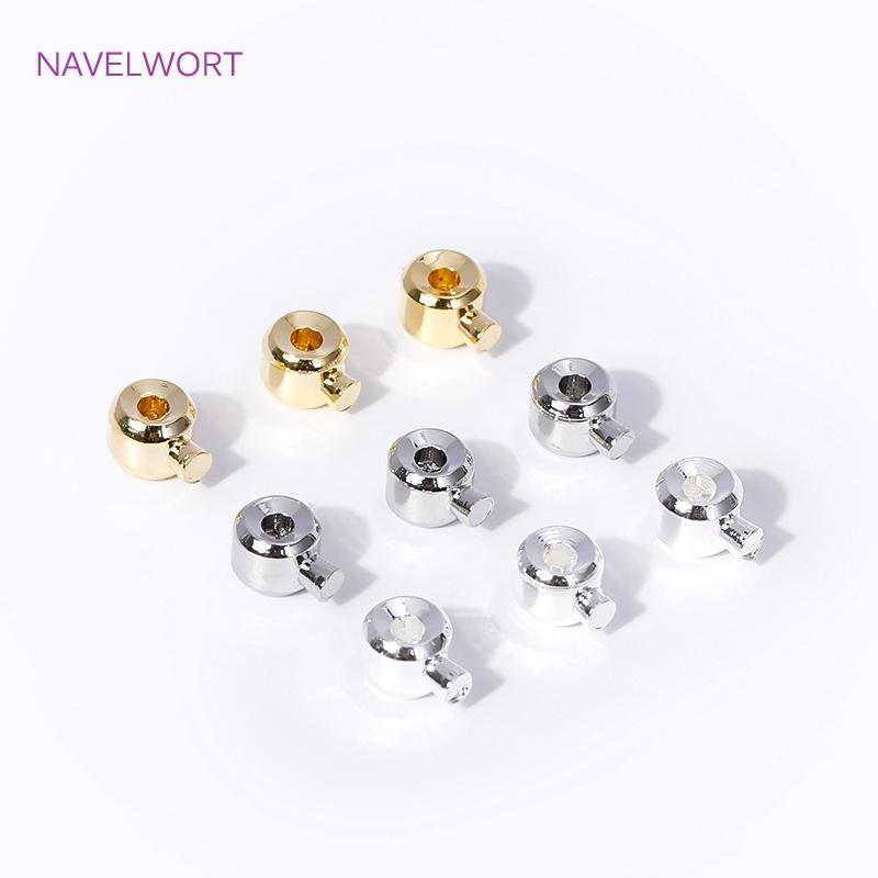 Wholesale 18K Gold Plated Brass Clip Station Clasps,Ball Snap Clasps,Ball End Cap for Memory Wire,DIY Jewelry Making Accessories