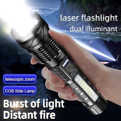Wiederaufladbare LED-Taschenlampe mit hoher Leistung und Seitenlicht, Taschenlampe für Outdoor-Camping, Wanderlicht, Starklicht-Blitzlicht