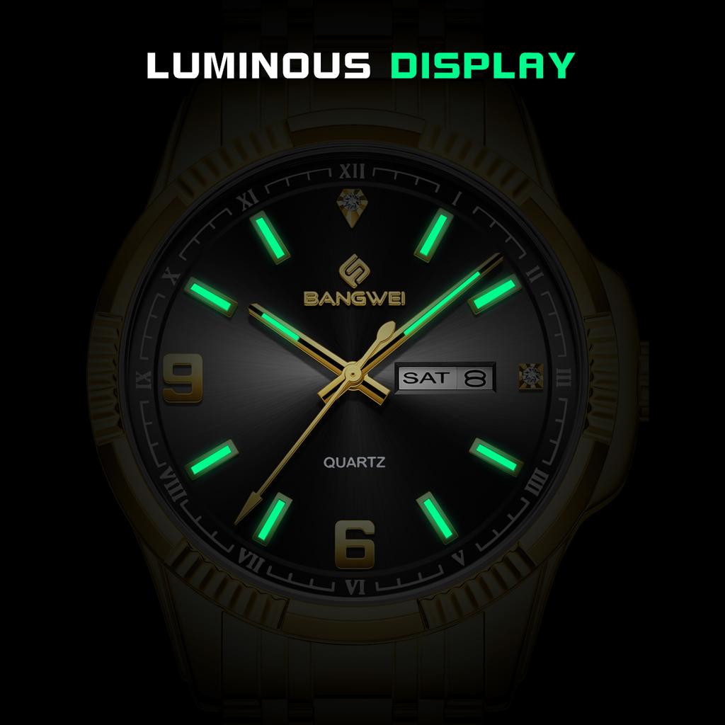 BANGWEI Ladies Watch Business Women's Watch Calendar Luminous Clock Quartz Stainless Steel Strap Fashion Watch for Women reloj