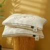 Gourd Pattern Cotton Linen Neck Pillow - Comfortable, Breathable, Pure White, Rectangular Low Pillow for All Seasons