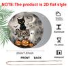 2D Flat, 1pc Round Aluminum Hanging Sign, Vintage Watercolor Black Cat Ghost Pumpkin Boo Printed Plaque, Spooky Rustic Farmhouse Halloween Front Door