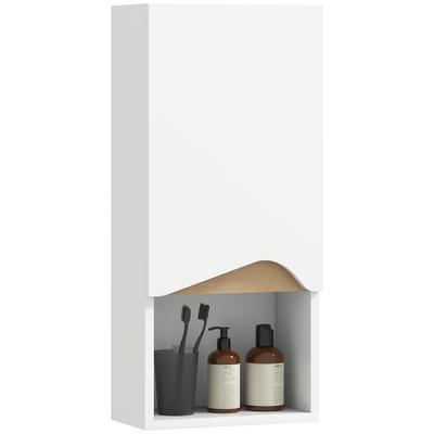 Wall Mounted Bathroom Cabinet With Soft Close Door Adjustable Shelf And Open Compartment 30x17x67cm White