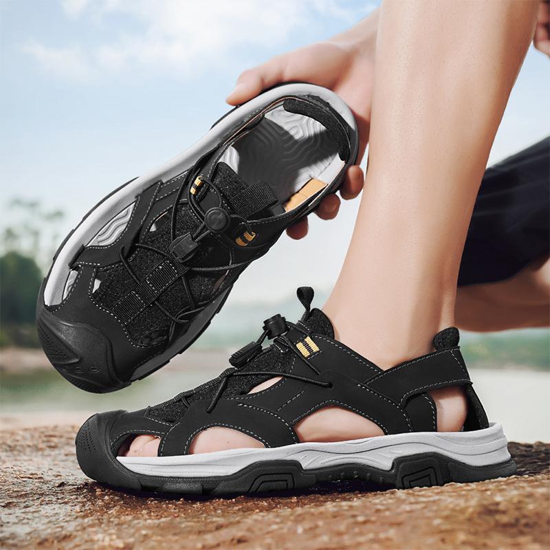 Fashion New Fashion Sandals Men's Summer Lace Up Casual Slippers Outdoor Beach Shoes Quick Dry Male Half Drag Classic Wading Aqua Shoes