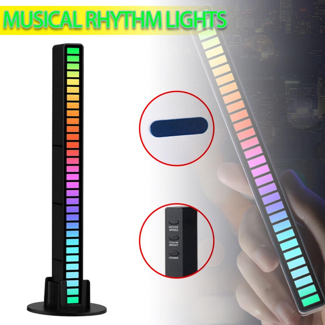 

PDTO Звуковая активируемая RGB-световая панель 32 Светодиодная перезаряжаемая атмосферная музыкальная ритм-лампа