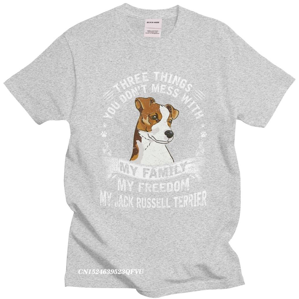 Retro Jack Russell Terrier Tshirt Three Things You Dont Mess With Oversized Cotton TShirt Aesthetic Dog Owner Camisa Tee Shirt