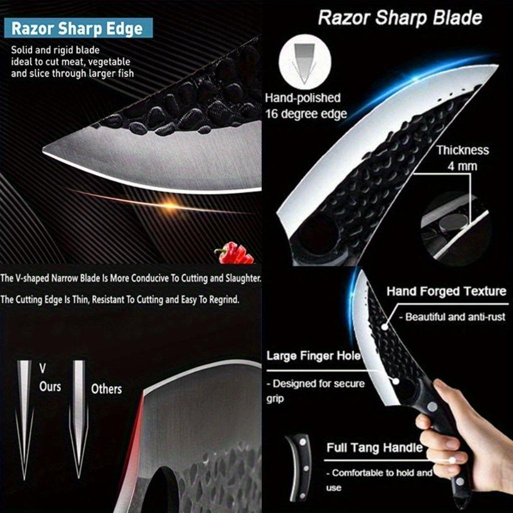 3PCS Stainless Steel Utility Knife Boning Knife Chef Knife for Cooking Small Pocket Kitchen Knife with Sheath