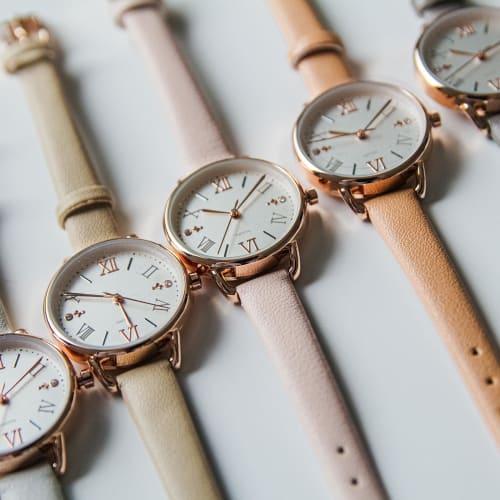 Fieldwork Women's Analog Watch with Leather Strap and Stone Dial, Elegant Beige, Lassie Style, JN010-2