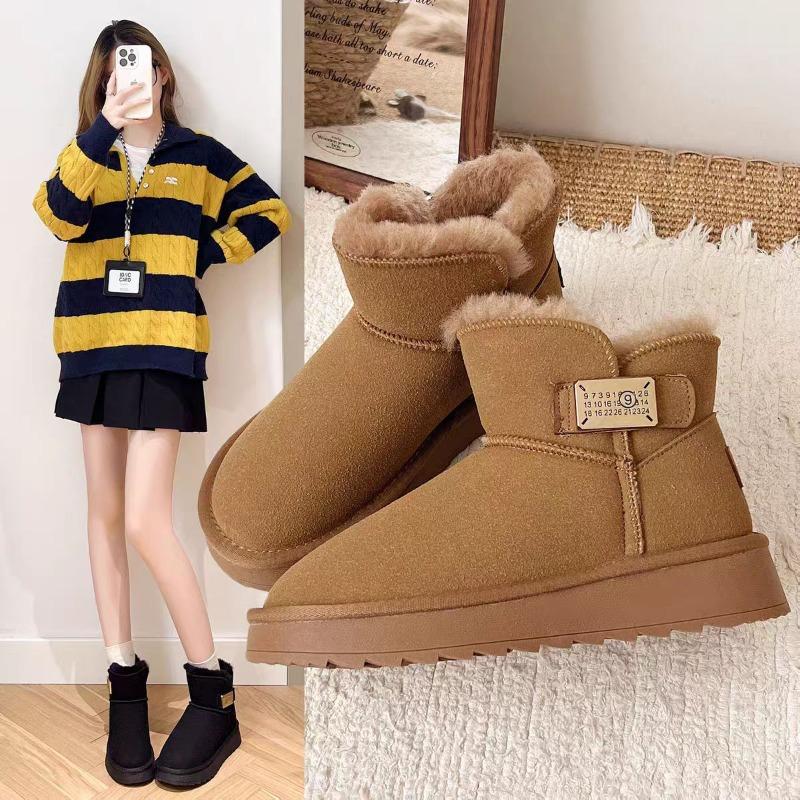 Snow boots winter new Internet celebrity Northeast platform casual short boots piled thickened warm Velcro non-slip cotton shoes