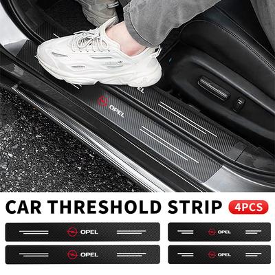 4Pcs Carbon Fiber Car Door Threshold Plate Stickers For Corsa Astra Insignia Vectra Zafira Meriva Mokka Grandland Vivaro