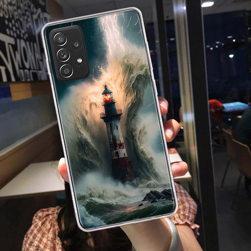 Lighthouse Phone Case for Samsung A54 A57 A37 A17 A14 A15 A12 A24 A34 A55 A35 A25 A52S A07 A05S A04S A22 A32 A72 Galaxy Note 20