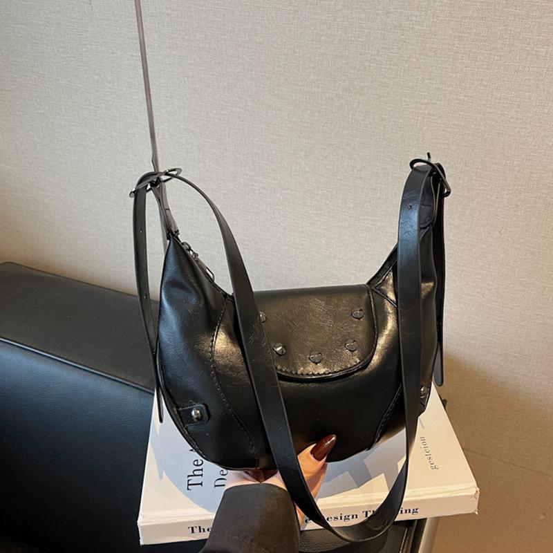 Trendy Fashion Rivet Handbag, High-end Texture Large-capacity Women's Underarm Bag, Retro Design Hobo Crossbody Bag KTB