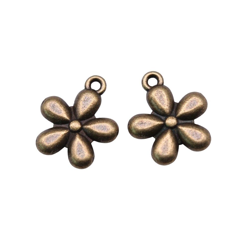 

10шт маленькие цветы подвески ожерелье кулон античная бронза цвет 13х11мм