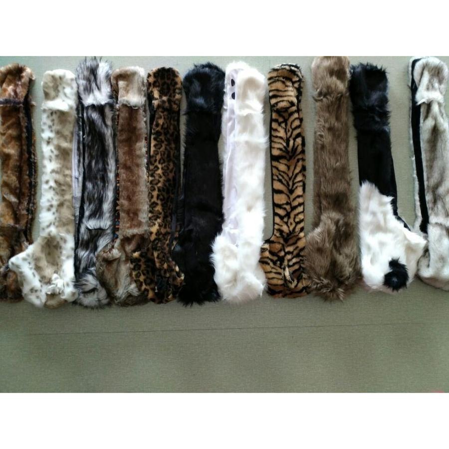 Cartoon Plush Hat Scarf Glove Set - Cute Faux Fur Cap