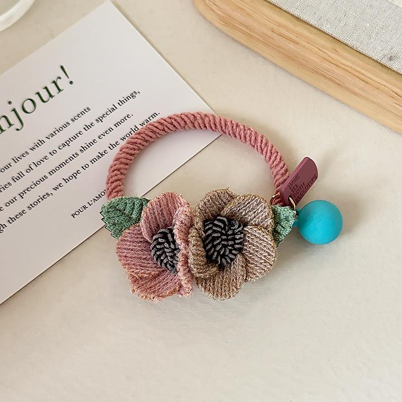 Women Girls Elastic Hair Bands Knitting Wool Flowers Hair Bands Cute Rubber Band Scrunchie Headband Fashion Hair Accessories