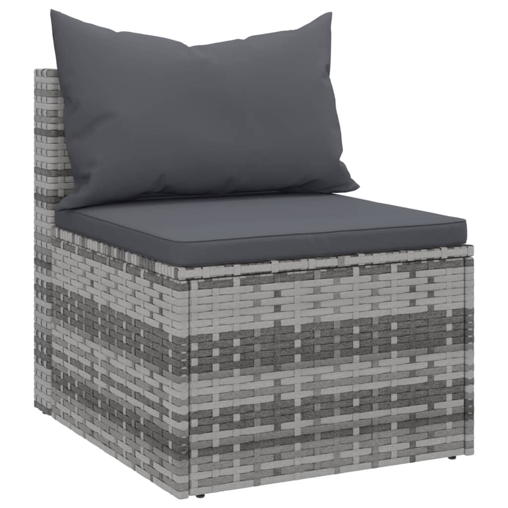 vidaXL Garden Corner Sofas with Cushions 2 Pcs. Grey Poly Rattan