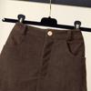 2026 Autumn/Winter Plus Size Corduroy High Waist A-line Black Short Skirt