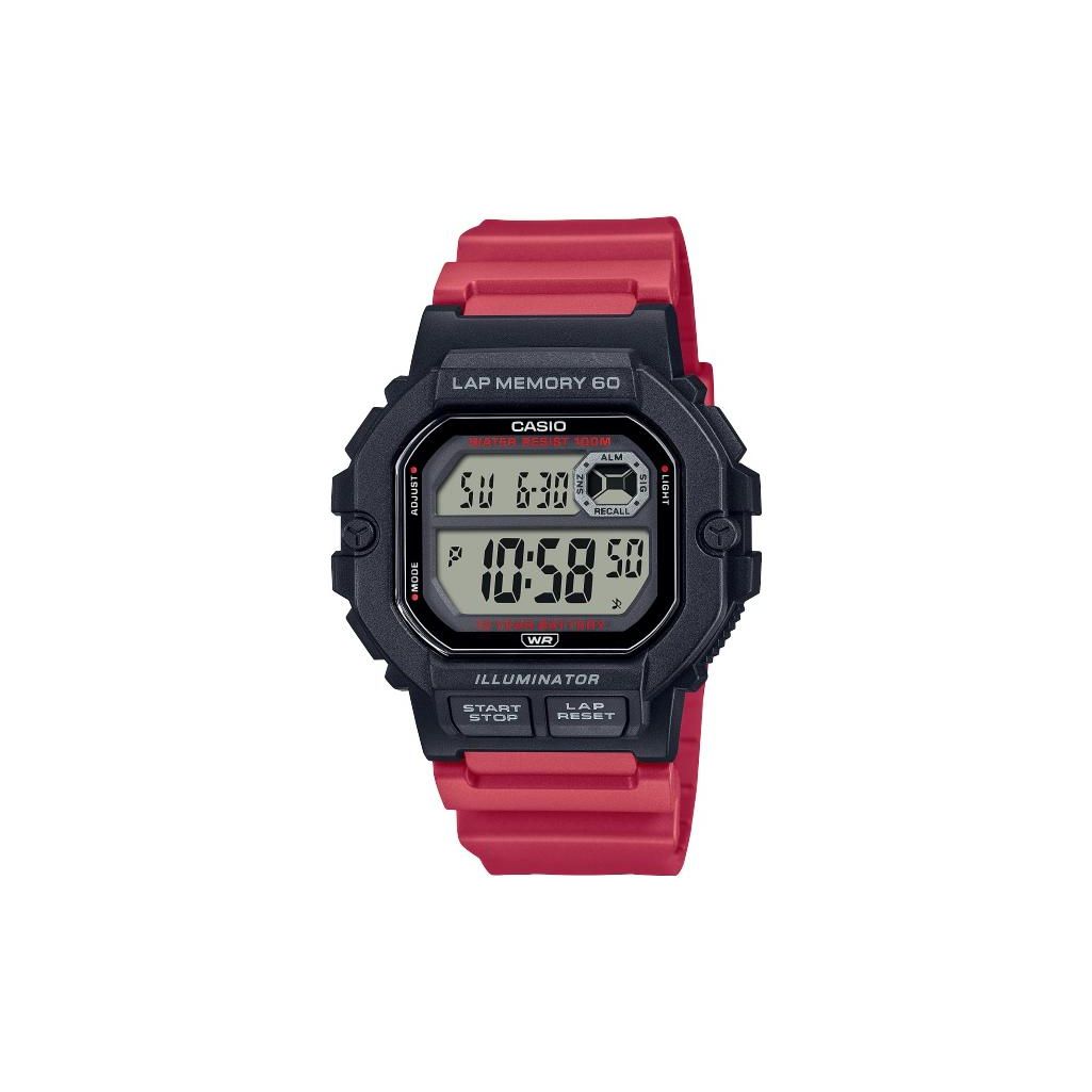 Casio General Watch Fashion Trend Universal Quartz Movement Resin Strap Unisex Watches Black WS-1400H-4AVDF Regular Watch Box,Black Watch Case