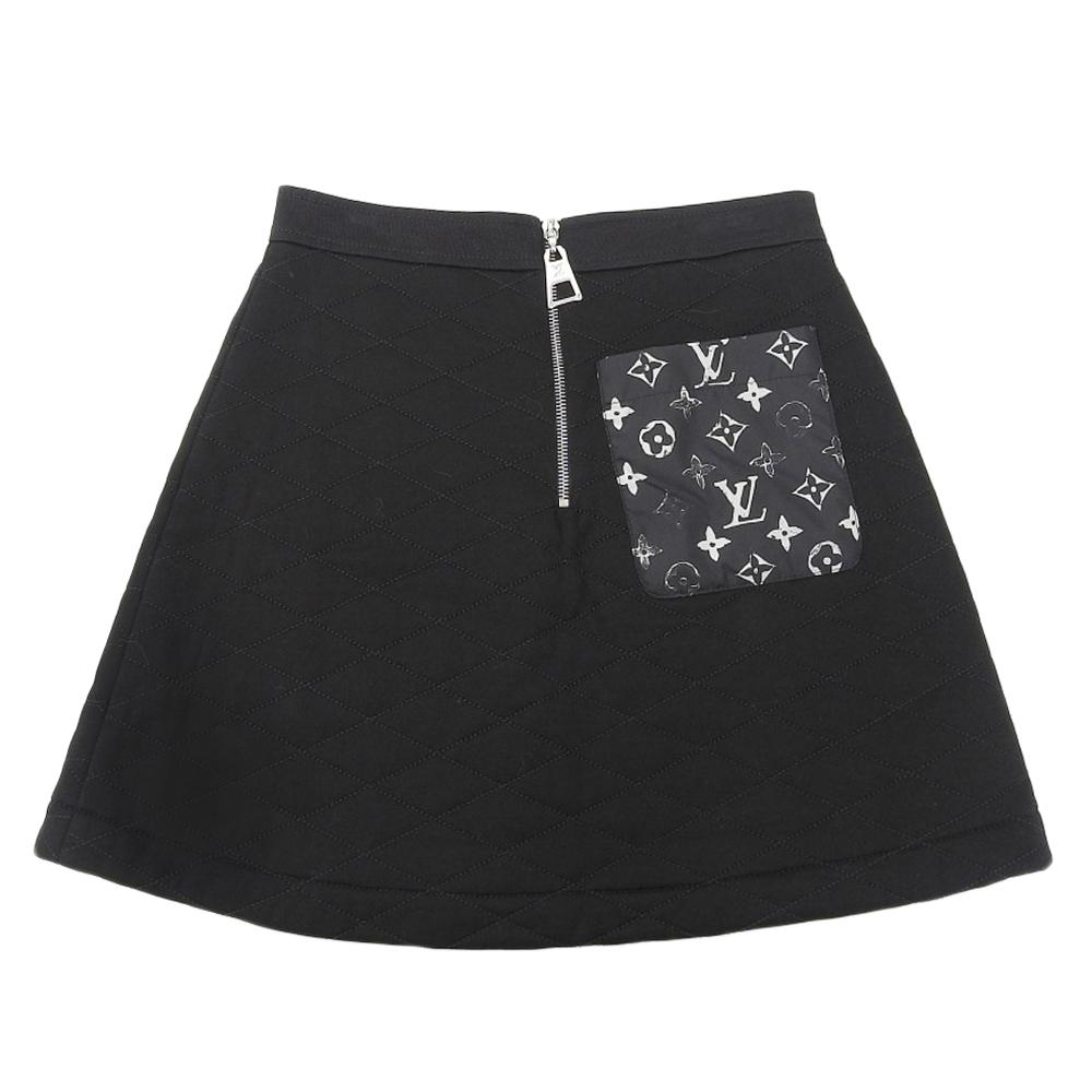 Louis Vuitton Excellent Condition Monogram Pocket Quilted Jersey Skirt, Women's, Black, Size XS, FJSK15FED 1A84D0 Skirt XS blackUsed