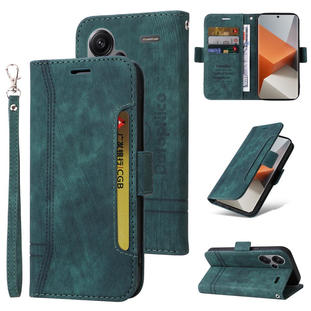 BETOPNICE 001 for Xiaomi Redmi Note 13 Pro+ 5G Phone Case Imprinted Lines Pattern Wallet Cover