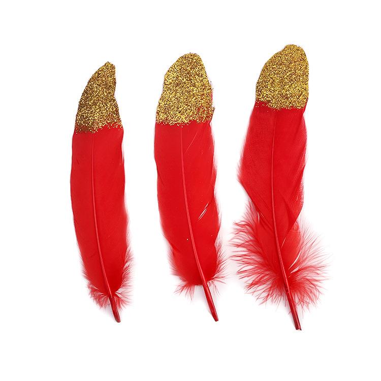 Golden Feather Colored Goose Feather Spray Gold Hard Big Floating Feather Jewelry Accessories Whole Face Semi-Golden Diy Handmade Decoration