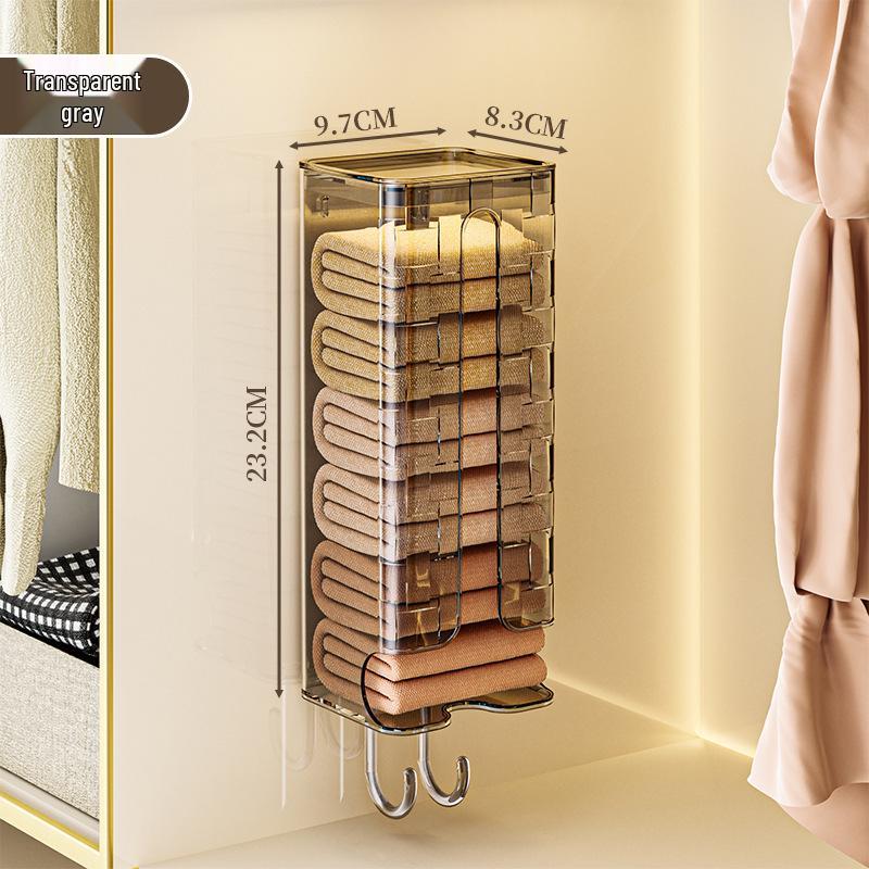 

Wall-Mounted Wardrobe Organizer: Drawer-Type Storage Box for Underwear, Stockings, and Socks серый