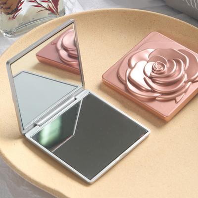 Yousheng Portable Foldable Makeup Mirror Vintage Rose Double-sided Vanity Mirror High Clarity Men Women Pocket Travel Handheld Square Cosmetic Mirror