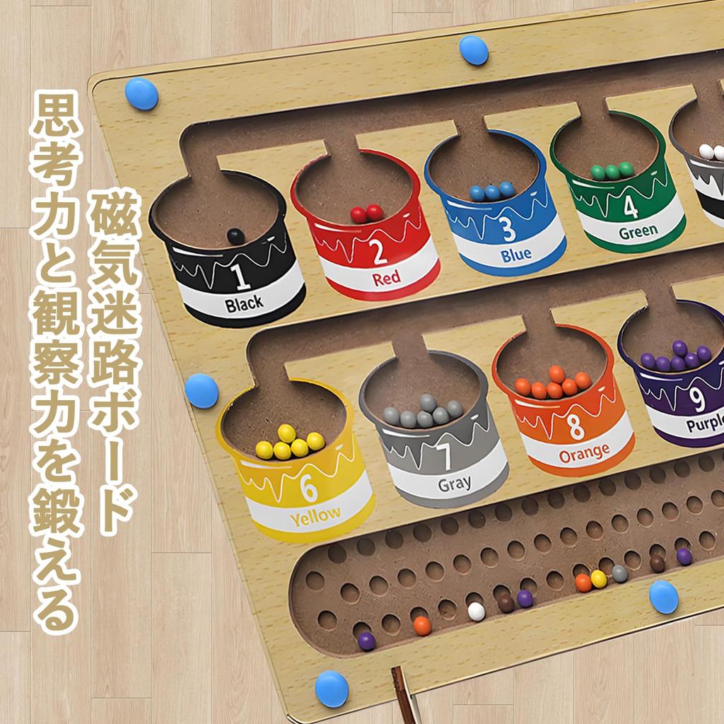 SINGERTOP Educational Toy Montessori Toy Wooden Toy Matching Game Color and Number Education Fingertip Training Early Development Boys Girls Children