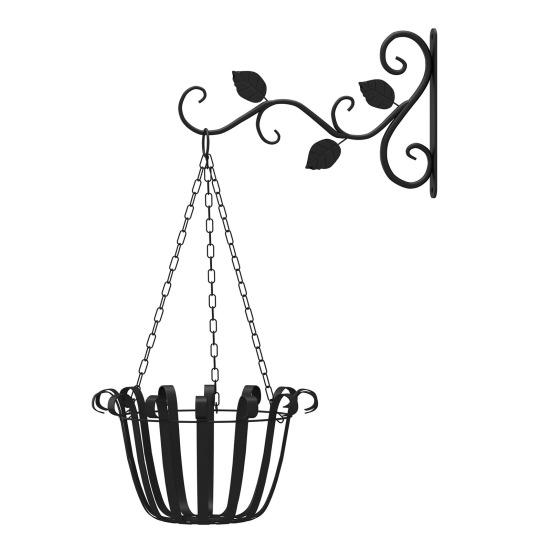 Retro Plant Basket Hanger Wall-Mounted Iron Hook Hanging Flower Basket Decorative Plant Hanger Heavy Duty Wall Hook for Balcony Garden Porch
